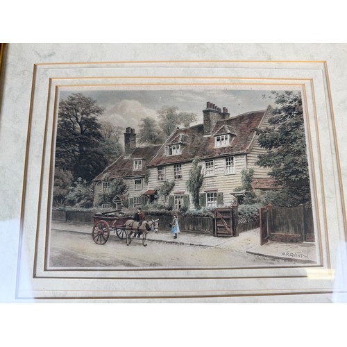 83 - Three framed coloured prints depicting places of interest, comprising; 