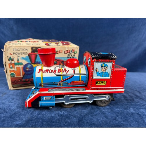 337 - A tin plate friction powered toy train 'Puffing Billy', PAT 40-30940, made in Japan - Daiya.