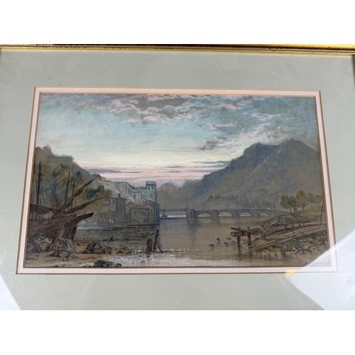 54 - A framed watercolour depicting a coastal inklet, signed by the artist F. Ellerman. 
Frame measuring ... 
