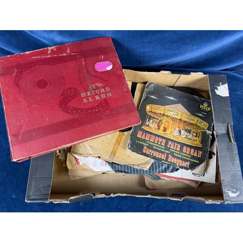 406 - A box of records including an album of records by Mario Ianza mammoth far opera, Yankee doodle & Gim... 