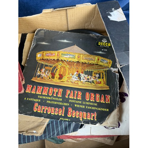 406 - A box of records including an album of records by Mario Ianza mammoth far opera, Yankee doodle & Gim... 