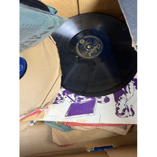 406 - A box of records including an album of records by Mario Ianza mammoth far opera, Yankee doodle & Gim... 