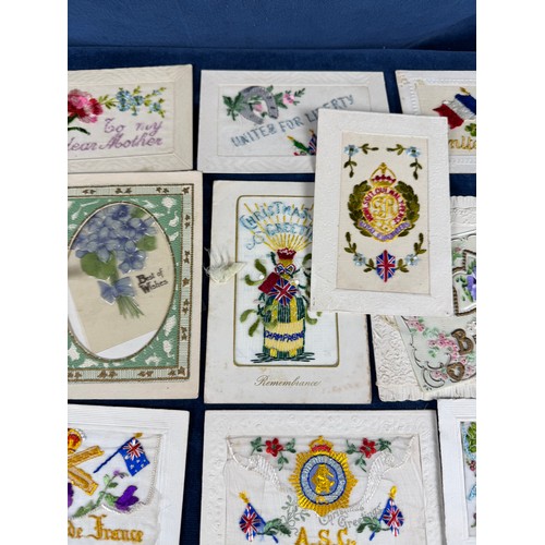 198 - A collection of 30 silk embroidered postcards - being themes of Christmas, New Year, Birthday etc.,