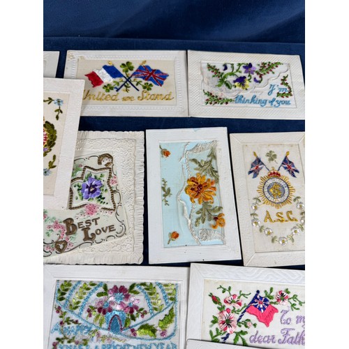 198 - A collection of 30 silk embroidered postcards - being themes of Christmas, New Year, Birthday etc.,