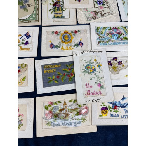198 - A collection of 30 silk embroidered postcards - being themes of Christmas, New Year, Birthday etc.,