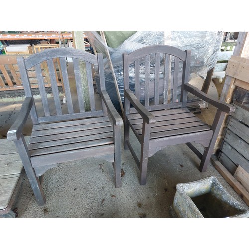 6240 - Two teak wood garden chairs.