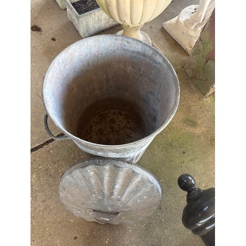 6273 - A galvanised dustbin with lid.