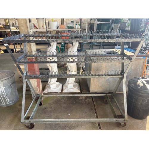 6274 - A galvanised mobile pheasant/game hanging trolley.