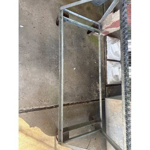 6274 - A galvanised mobile pheasant/game hanging trolley.