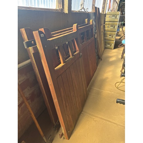 6368 - A pair of wooden driveway gates and side gate.  Main gates measuring 213cm  long each. Side gate 95c... 