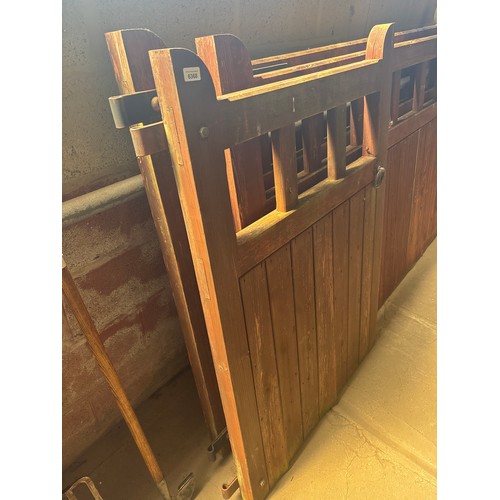 6368 - A pair of wooden driveway gates and side gate.  Main gates measuring 213cm  long each. Side gate 95c... 