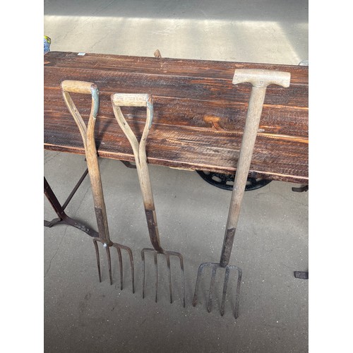 6388 - Three garden forks.