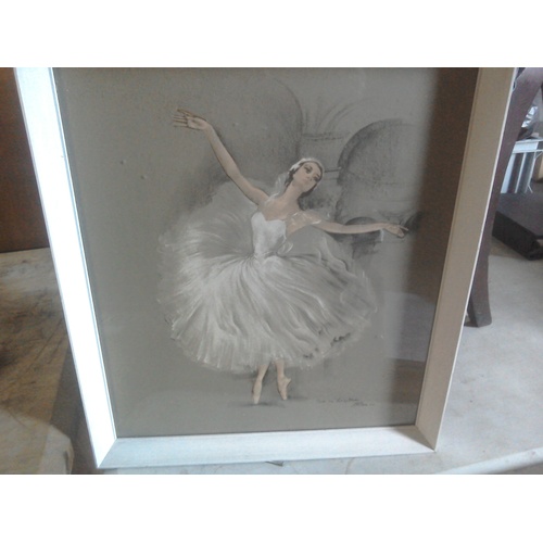 245 - 'Study from Les Sylphides', a vintage ballerina pastel picture, 50 x 44 cm
