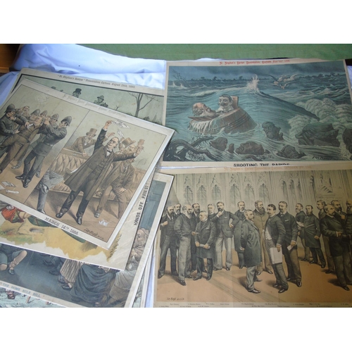 249 - Seven Victorian political cartoon prints on heavyweight paper approx. 37 x 48cm