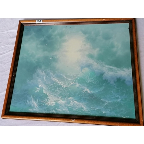251 - 'Sea and Sky', oil on board by D. Dickson, framed, 56 x 66 cm