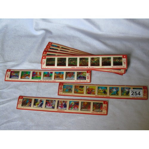 254 - Set of sixteen Chad Valley cartoon colour slides, children's - Popeye, Noddy, fairy tales