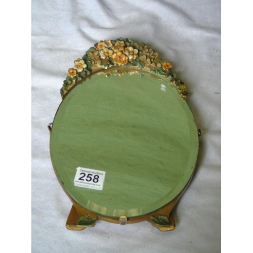 258 - A Barbola mirror, stands up, ht 32cm