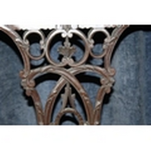 262 - Late 18thC mahogany chair with drop in seat, carved and pierced splat, scroll detail to top rail, sq... 