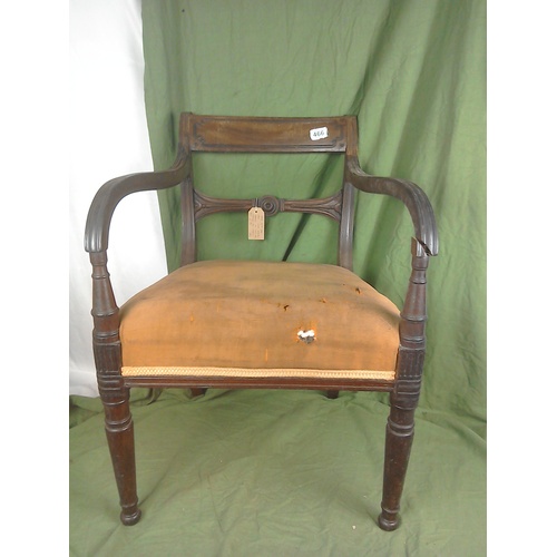 264 - Early 19C armchair with nice detailing, A/F
