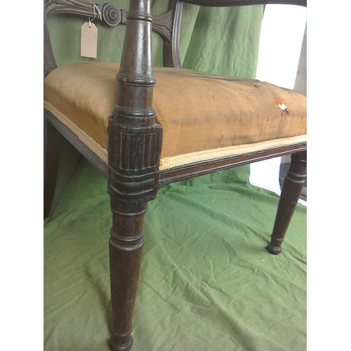 264 - Early 19C armchair with nice detailing, A/F