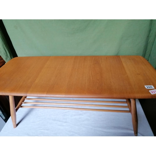280 - A mid century original Ercol Windsor blonde wood coffee table L104cm
