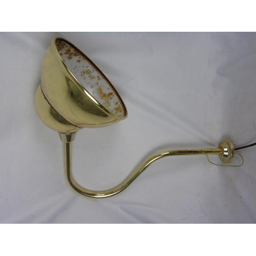 300 - Three brass wall light fittings, suitable for kitchen or retail fit-out; diameter of shades is 24cm;... 