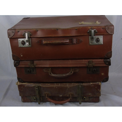 308 - 3 leather suitcases