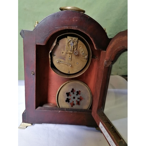 309 - Brass and mahogany mantel clock A/F