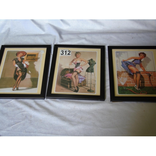 312 - Three 1950s prints by Gil Elvgren