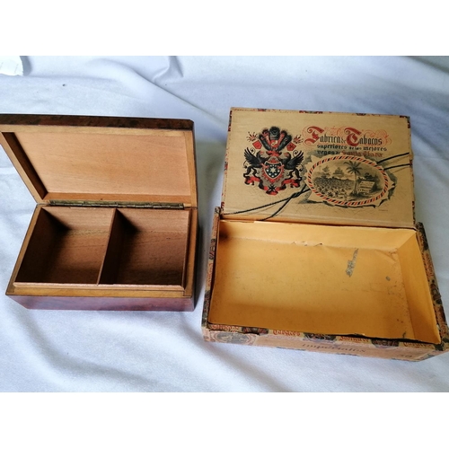 316 - Two vintage boxes (one cigar, one wooden)