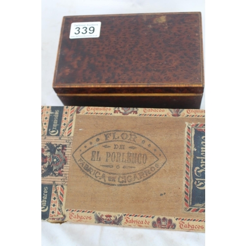 316 - Two vintage boxes (one cigar, one wooden)
