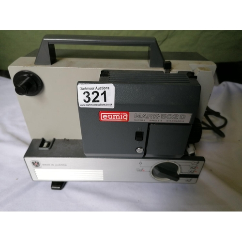 321 - Eumig Mark-502D Super8, Single 8, Standard 8 16mm cine movie film projector, made in Austria with Di... 