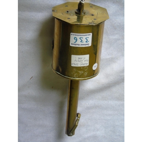 336 - A vintage brass meat spit jack for use with open fire