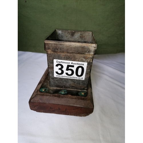350 - Mounted brass box with plaque 'Bleriot 53-54 Long Acre London & Paris'