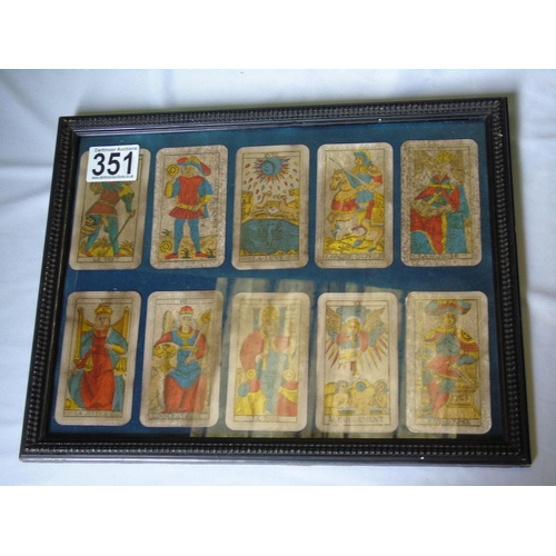 351 - Ten framed Tarot Cards