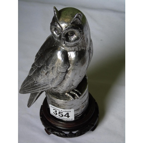 354 - White metal owl