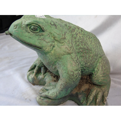 14 - Large aged green stone frog water fountain