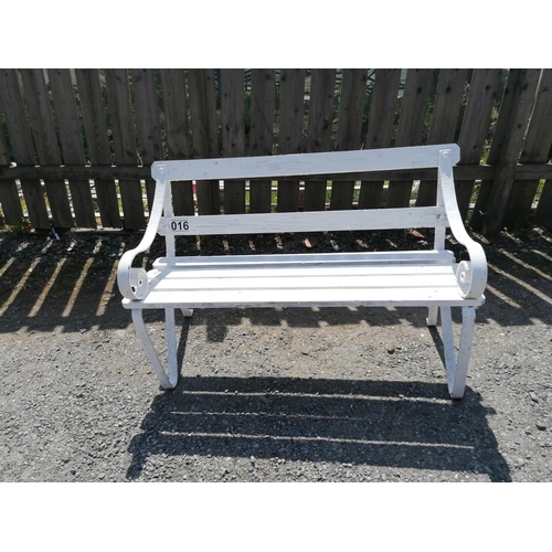 16 - An old white garden bench - wood renewed