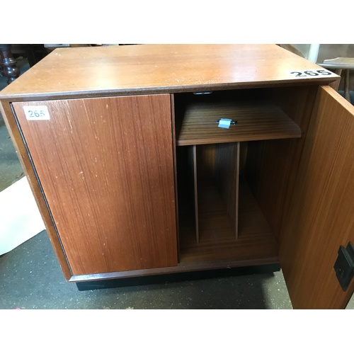 33 - Mid century record cabinet, divided for records and one shelf above, with original key, H 56 cm, W 6... 