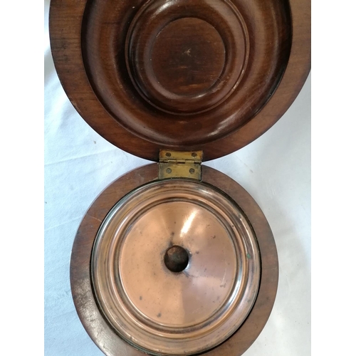 60 - An unusual piece - an antique mahogany footstool/ashtray upholstered in red velvet, having a lift-up... 