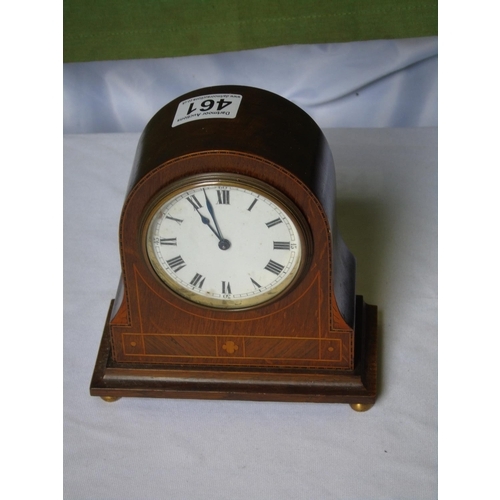 154 - An Edwardian inlaid rosewood mantel clock with brass feet A/F