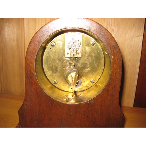 154 - An Edwardian inlaid rosewood mantel clock with brass feet A/F