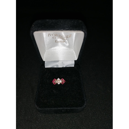 164 - A boxed 9ct gold ruby and diamond ring