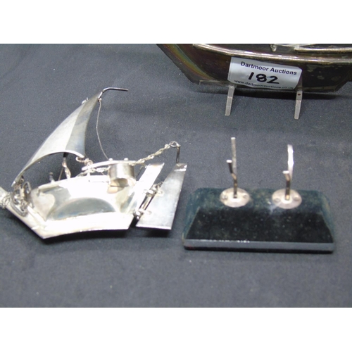 182 - A vintage white metal (low silver) model of a traditional Middle Eastern dhow (larger model pictured... 