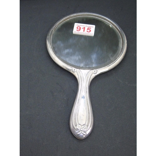 183 - Antique silver dressing table items: a very pretty silver backed hand mirror with swags and bows des... 