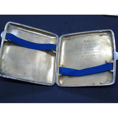 185 - Two Sterling silver items: A Sterling silver inkwell of capstan style,  hall marked, and a 1920s sil... 