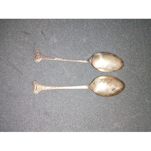 192 - Two delightful antique Sterling silver otter teaspoons,  hallmarked