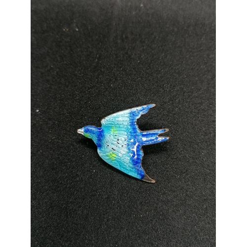 201 - Silver and Turquoise Bar Brooch and a Bluebird Enamel Pin Brooch