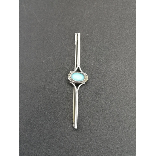 201 - Silver and Turquoise Bar Brooch and a Bluebird Enamel Pin Brooch