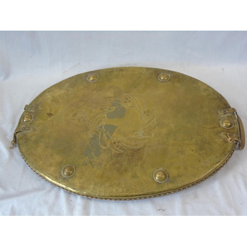 217 - Arts and Crafts Brass Tray not marked, possibly Hugh Wallis measures 58cm by 38cm